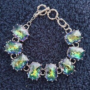 Stunning Vintage Rainbow Crystal 925 Sterling Silver “Shine Your Life” Bracelet